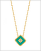 Green enamel and diamond cube chain – 14k Solid Gold