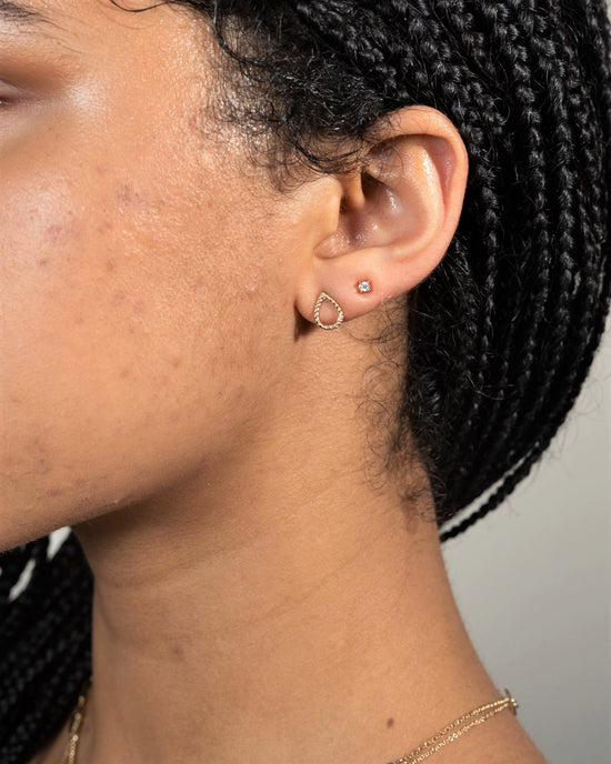 Twisted pear diamond studs – 14k Solid Gold