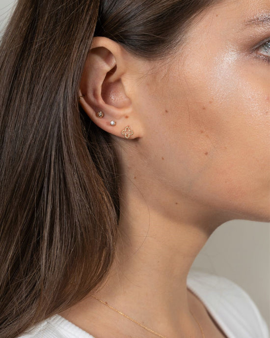 Twisted clover diamond studs – 14k Solid Gold