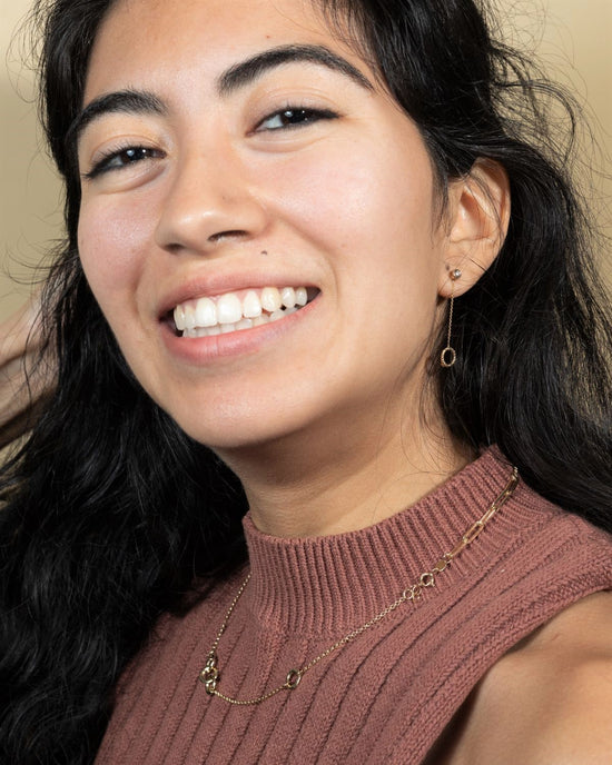 Bezel studs with halo charms (Wear 2 ways) – 14k Solid Gold