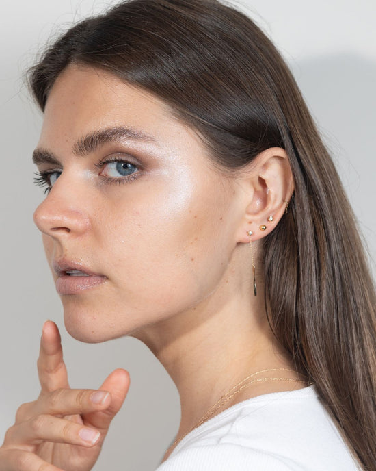 Diamond studs with wave charms (Wear 2 ways) – 14k Solid Gold