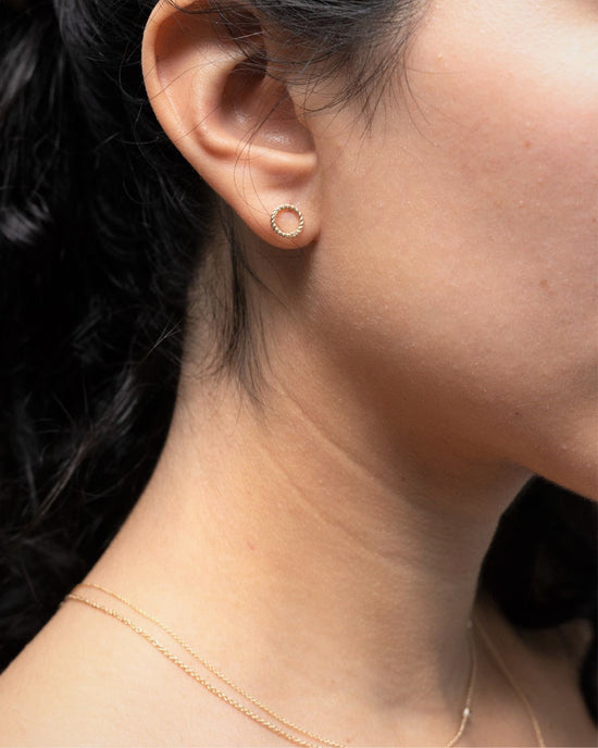 Twisted halo diamond studs – 14k Solid Gold