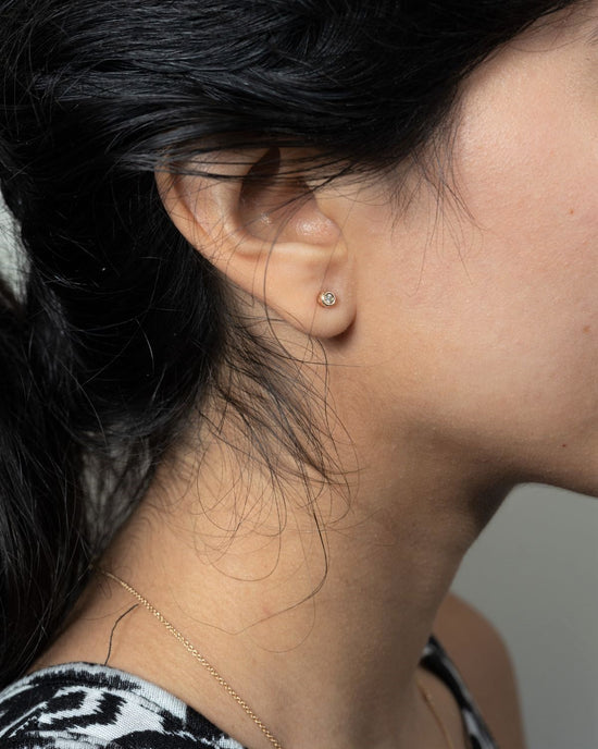 Bezel round studs – 14k Solid Gold