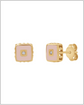 Pink enamel and diamond cube studs -  14k Solid Gold