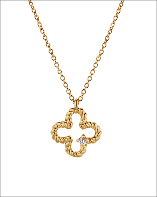 Twisted clover diamond chain – 14k Solid Gold