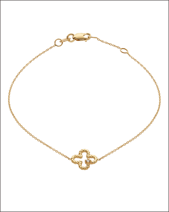 Twisted clover diamond bracelet– 14k Solid Gold