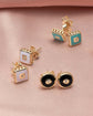 Green enamel and diamond cube studs – 14k Solid Gold