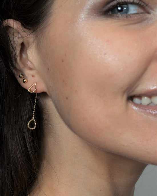 Duo pear earrings (Wear 2 ways) – 14k Solid Gold