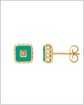 Green enamel and diamond cube studs – 14k Solid Gold