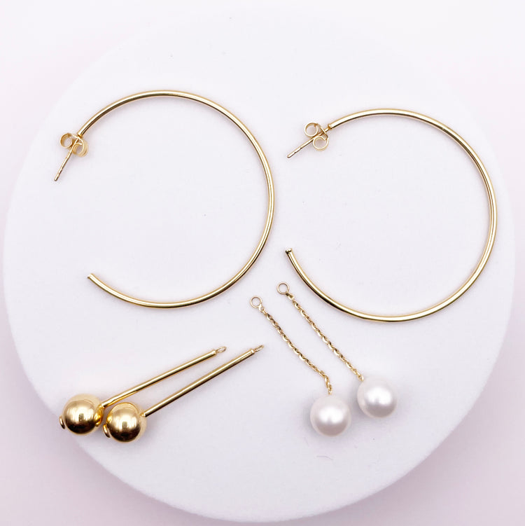 Classic Hoops (Choose your charms) - 14K Solid Gold – Adroit