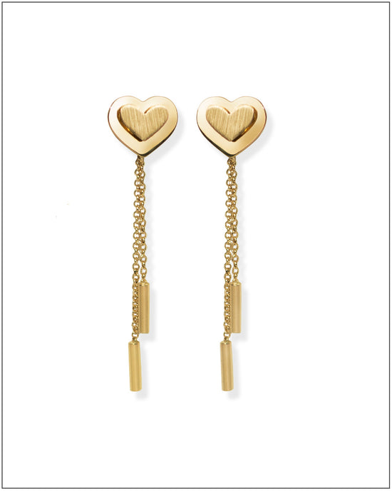 Heart Of Gold Danglers (Wear 2 ways) - 14K Solid Gold