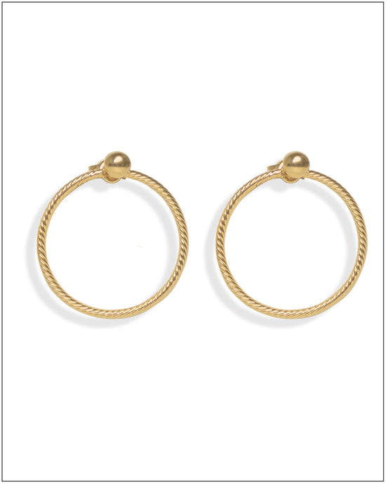 Twisted tube round earrings - 14K Solid Gold